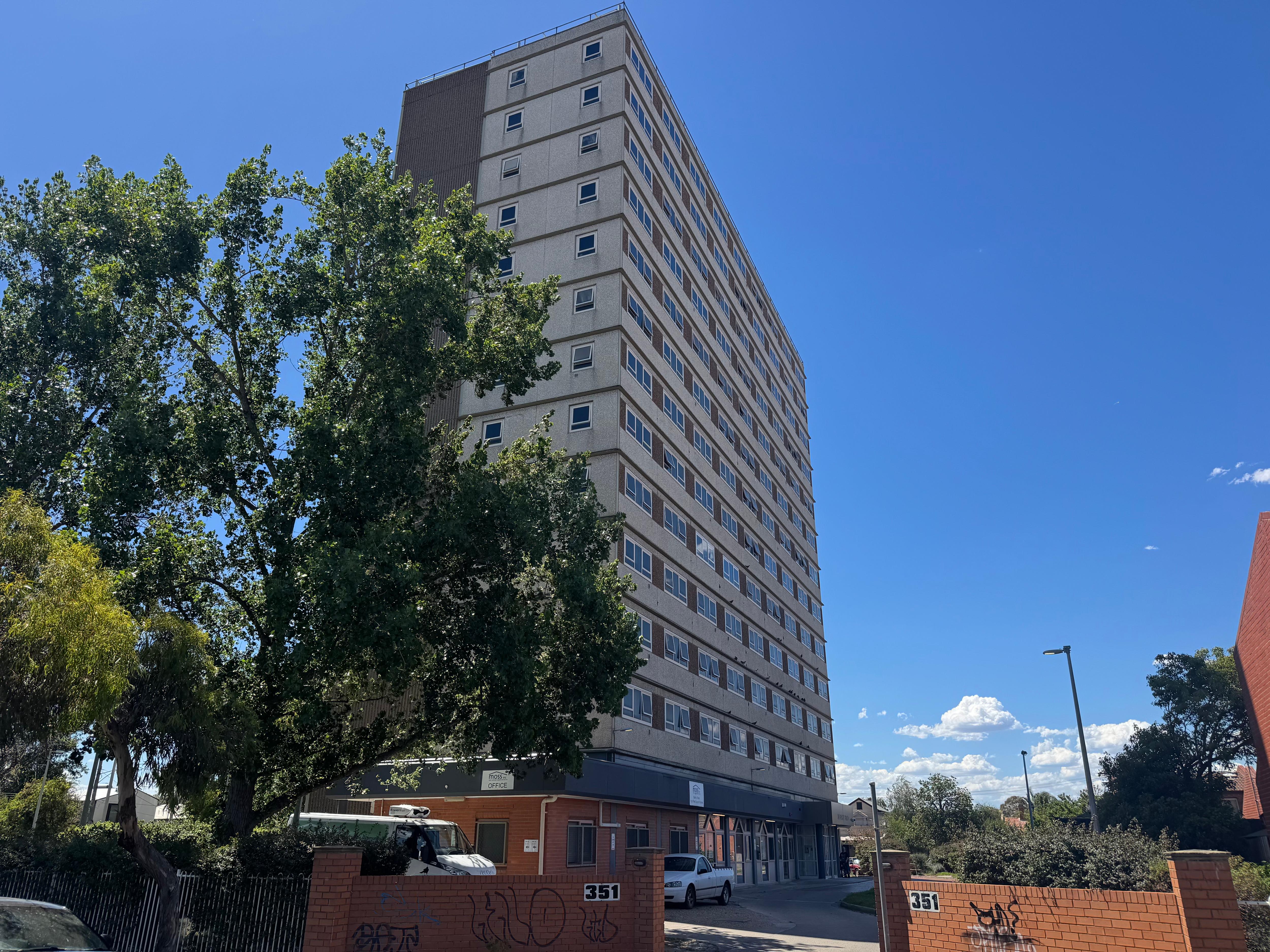 A public housing tower in Melbourne.