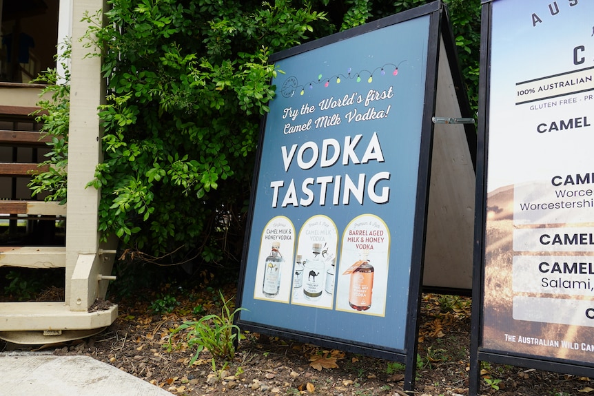 A sign advertising vodka tasting