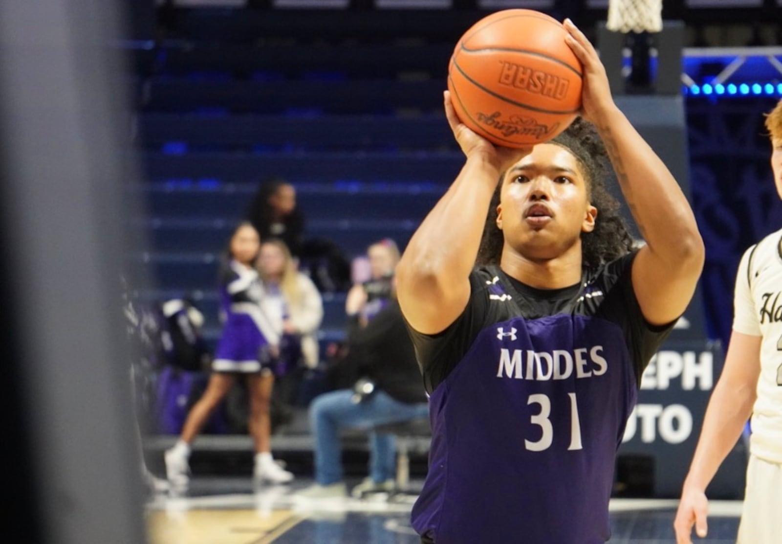Middletown’s Jojo Ward eyes a free-throw attempt against Lakota East during the Martin Luther King Classic on Monday at Xavier University’s Cintas Center. CHRIS VOGT / CONTRIBUTED