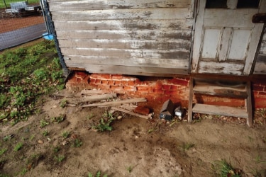 Damaged panelling at the Leschenault Homestead.