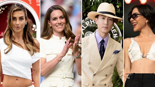 Paige Lorenze; Catherine, Princess of Wales; Chun Wu; Lisa Origliasso of The Veronicas for tennis fashion story.