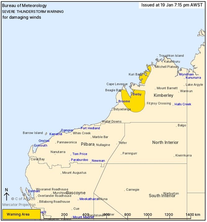 Thunderstorms are forecast to hit the area outlines in dark yellow.