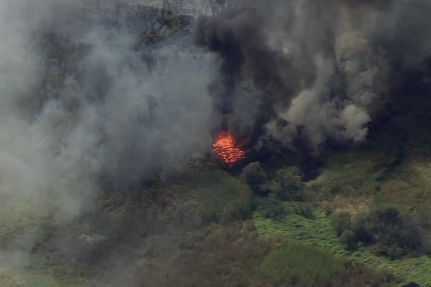 Flames and black smoke 