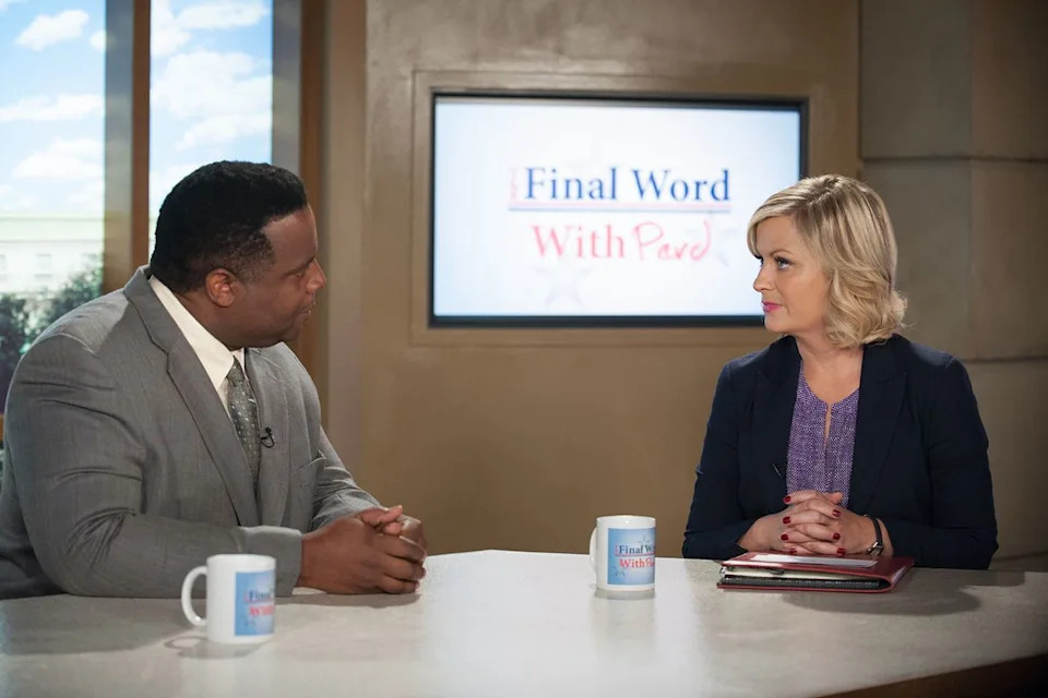 Colleen Hayes/NBCU via getty Jay Jackson with Amy Poehler on 'Parks and Recreation'