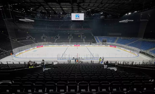 A view of the Santa Giulia Ice Hockey Arena, where Ice Hockey discipline of the Milan Cortina 2026 Winter Olympics will take place, in Milan, Italy, Friday, Jan. 9, 2026. (AP Photo/Luca Bruno)