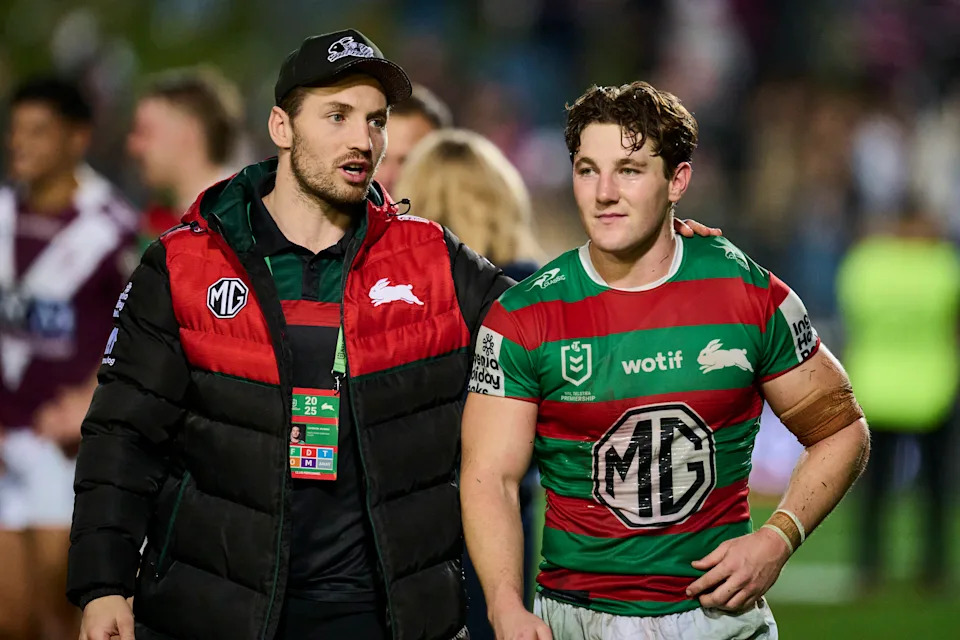 Cameron Murray embraces Jamie Humphreys after a defeat.
