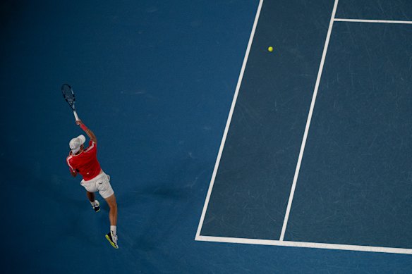 Marc Polmans in action during the men’s doubles final.