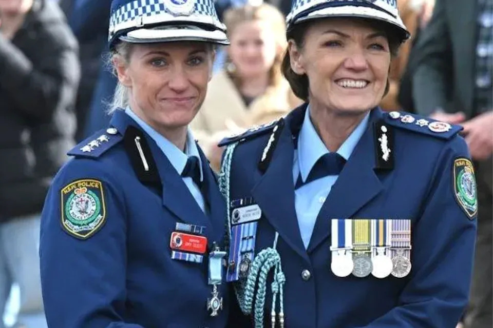 NSW Police Officer Amy Scott with former police commissioner Karen Webb. 