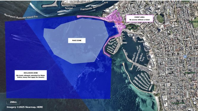 A map of the event off Fremantle.