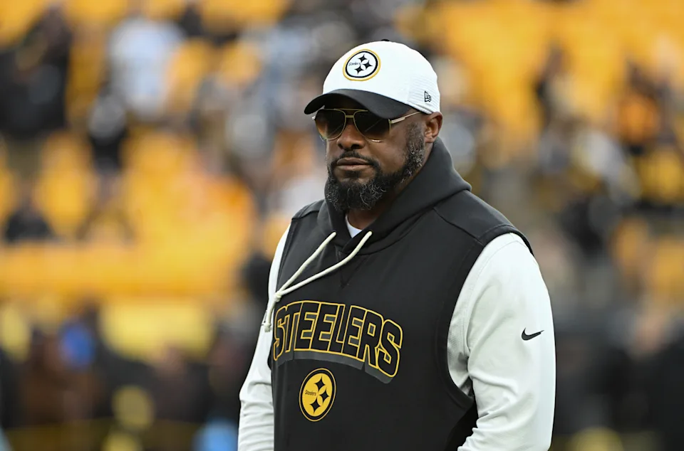 Pittsburgh Steelers head coach Mike Tomlin warms up for a game against the Buffalo Bills at Acrisure Stadium in Pittsburgh on Nov. 30, 2025.