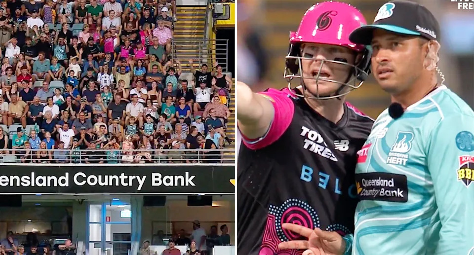 Steve Smith, pictured here irked by the actions of Brisbane Heat fans.