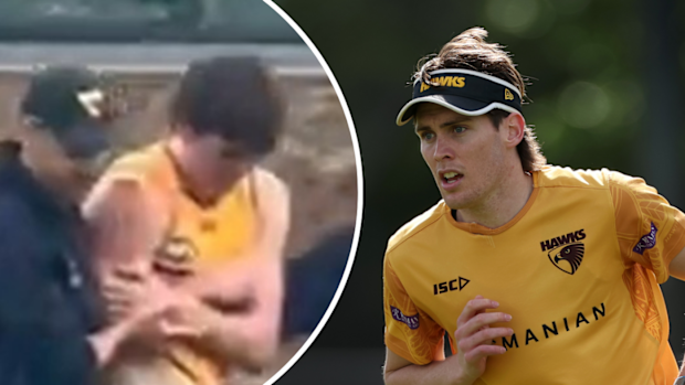 Will Day injured at Hawthorn training.