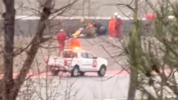 Red Bull recruit Isack Hadjar crashed during a pre-season shakedown in Barcelona.