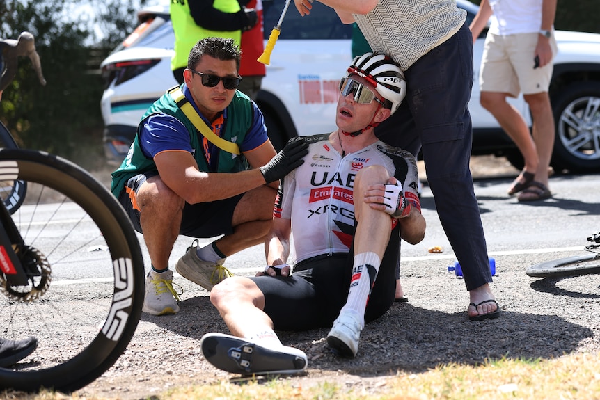Vegard Stake Laengen sits on the ground.