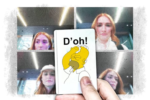 As if the unflattering angles weren’t punishment enough, I am handed a temporary pass for dummies.