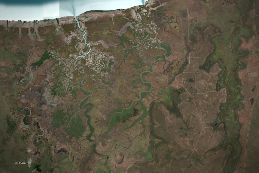 A map as it zooms in on the Northern Territory.