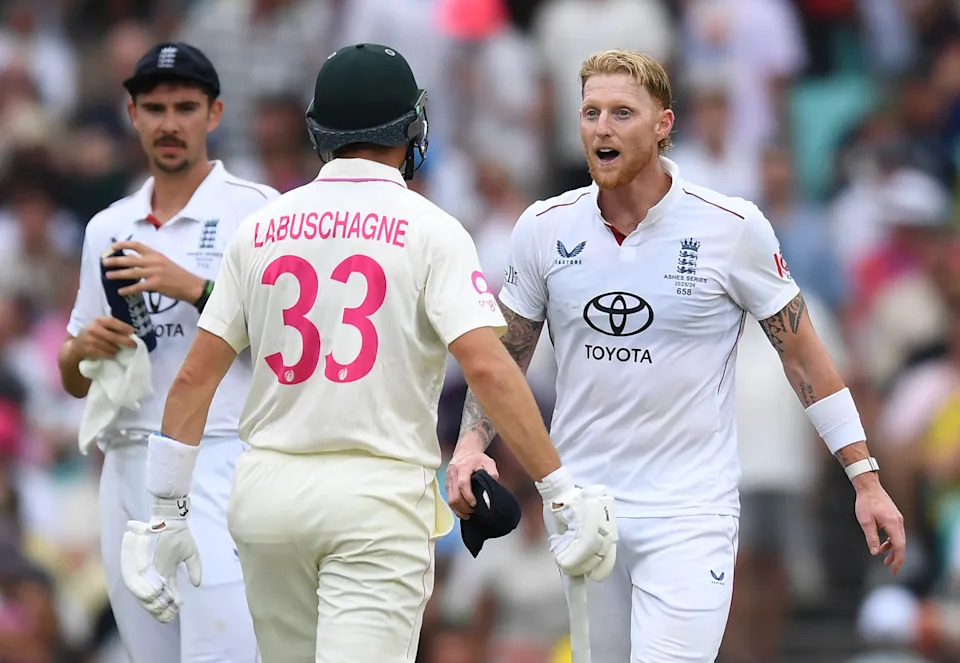 Seen here, Ben Stokes and Marnus Labuschagne in an angry exchange late on day two at the SCG. 