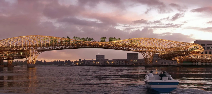 A concept image of a pedestrian bridge crossing the Chao Phraya River in Bangkok. Photo courtesy of the Bangkok Metropolitan Administration