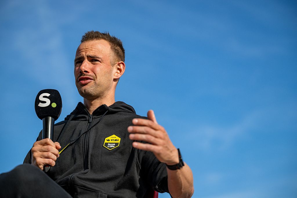 Victor Campenaerts during the 2026 Visma-Lease a Bike media day