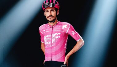 Lachlan Morton modelling the 2026 Assos / EF Pro Cycling team kit