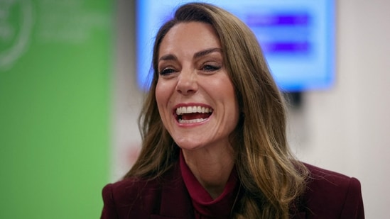 Britain's Catherine, Princess of Wales reacts as she meets healthcare staff during a visit to Charing Cross Hospital in west London on January 8, 2026, to highlight the work of NHS staff and volunteers. (Photo by Isabel Infantes / POOL / AFP)(AFP)