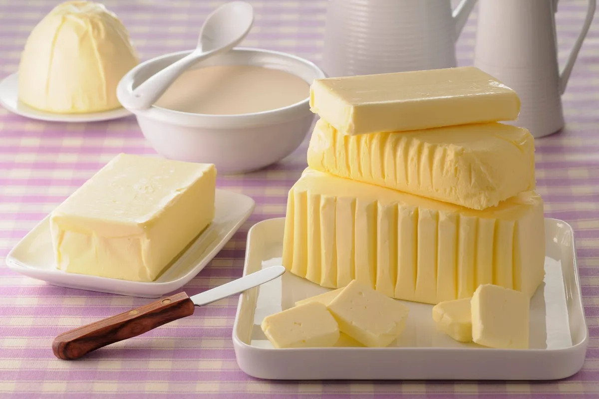 An assortment of butter on a table.