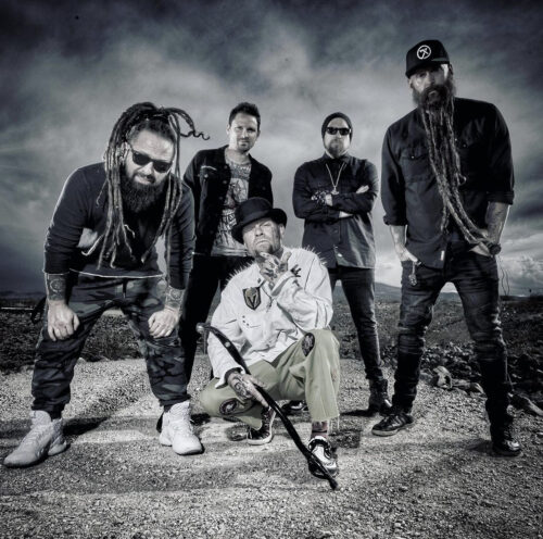 Five Finger Death Punch Band | Left to right: Zoltan Bathory, Charlie Engen, Ivan Moody, Andy James, Chris Kael