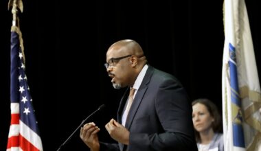 Massachusetts Education Secretary Patrick Tutwiler, seen here speaking at an event in Arlington, unveiled $3.2 million in grants for 58 school districts to improve mental health services for students.
