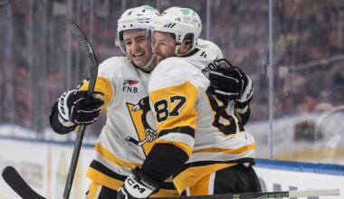 Pittsburgh Penguins score three times within opening three minutes to cruise past Edmonton Oilers