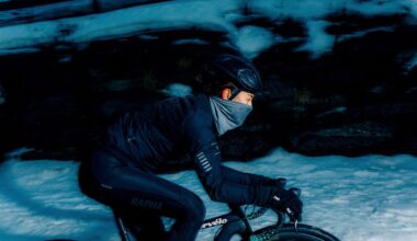 Female rider in full Rapha winter kit riding