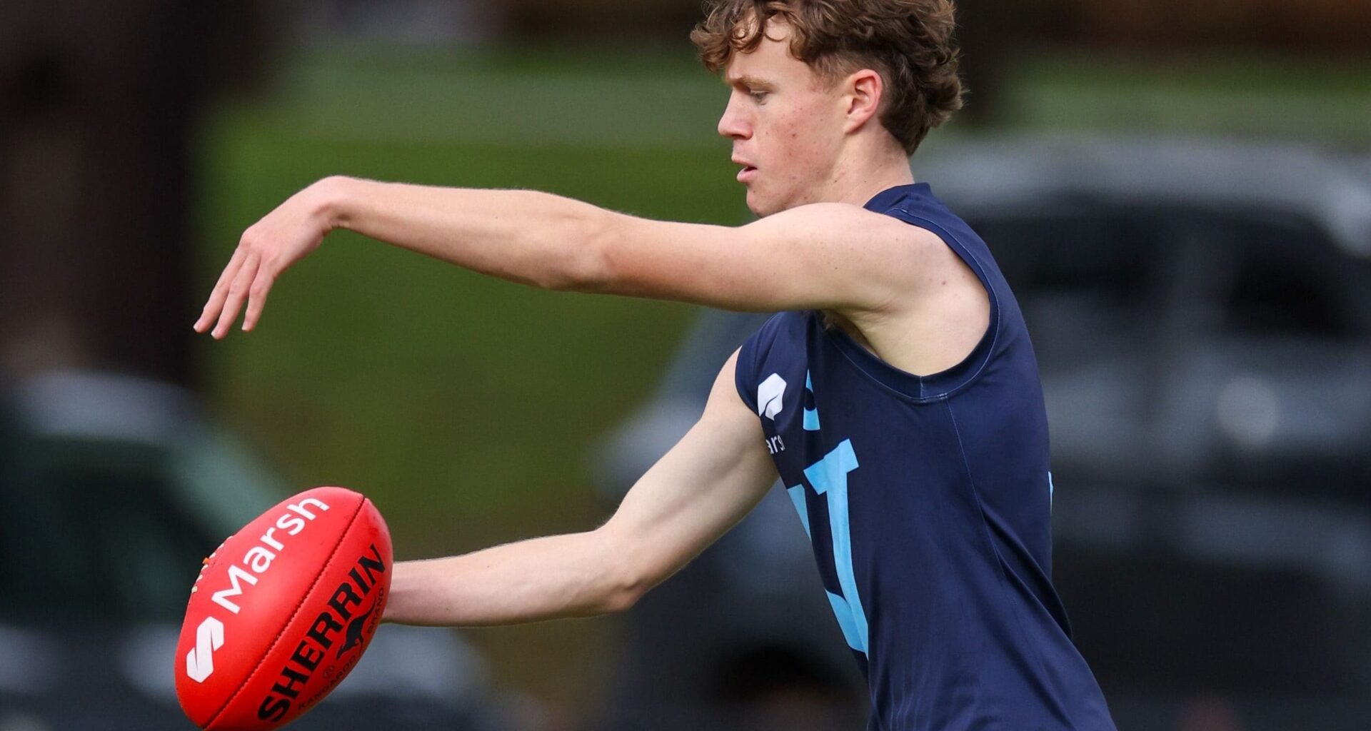 Koby Bewick of the U16s Vic Metro side against Vic Country at the 2025 Development Championships (Image via AFL Photos, Craig Dooley)
