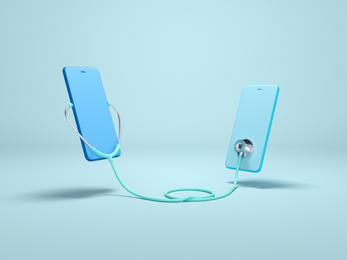 Concept design Online Doctor. Two Phones using stethoscope.