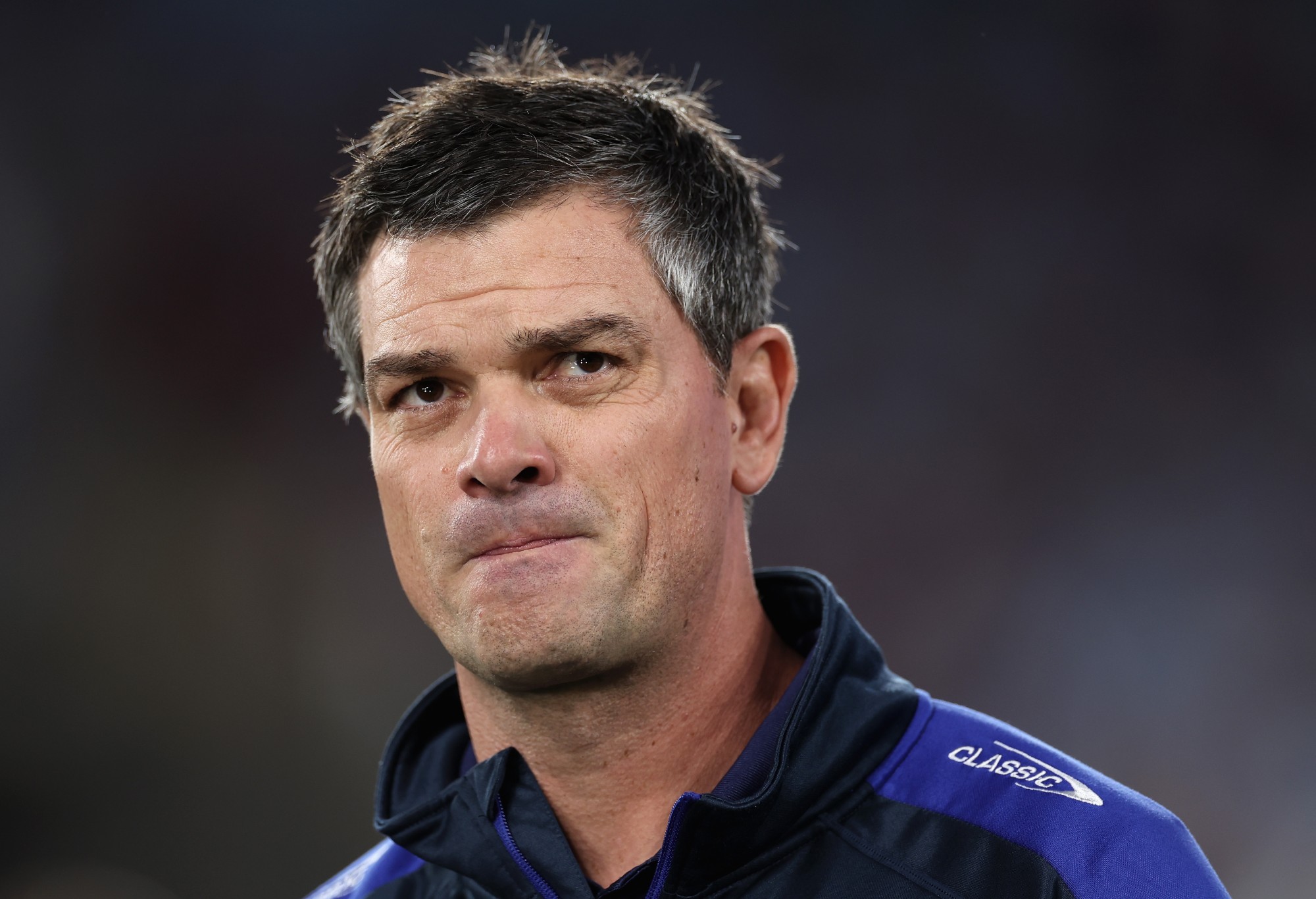 SYDNEY, AUSTRALIA - AUGUST 30: Bulldogs head coach Cameron Ciraldo looks on ahead of the round 26 NRL match between Canterbury Bulldogs and Manly Sea Eagles at Accor Stadium, on August 30, 2024, in Sydney, Australia. (Photo by Cameron Spencer/Getty Images)