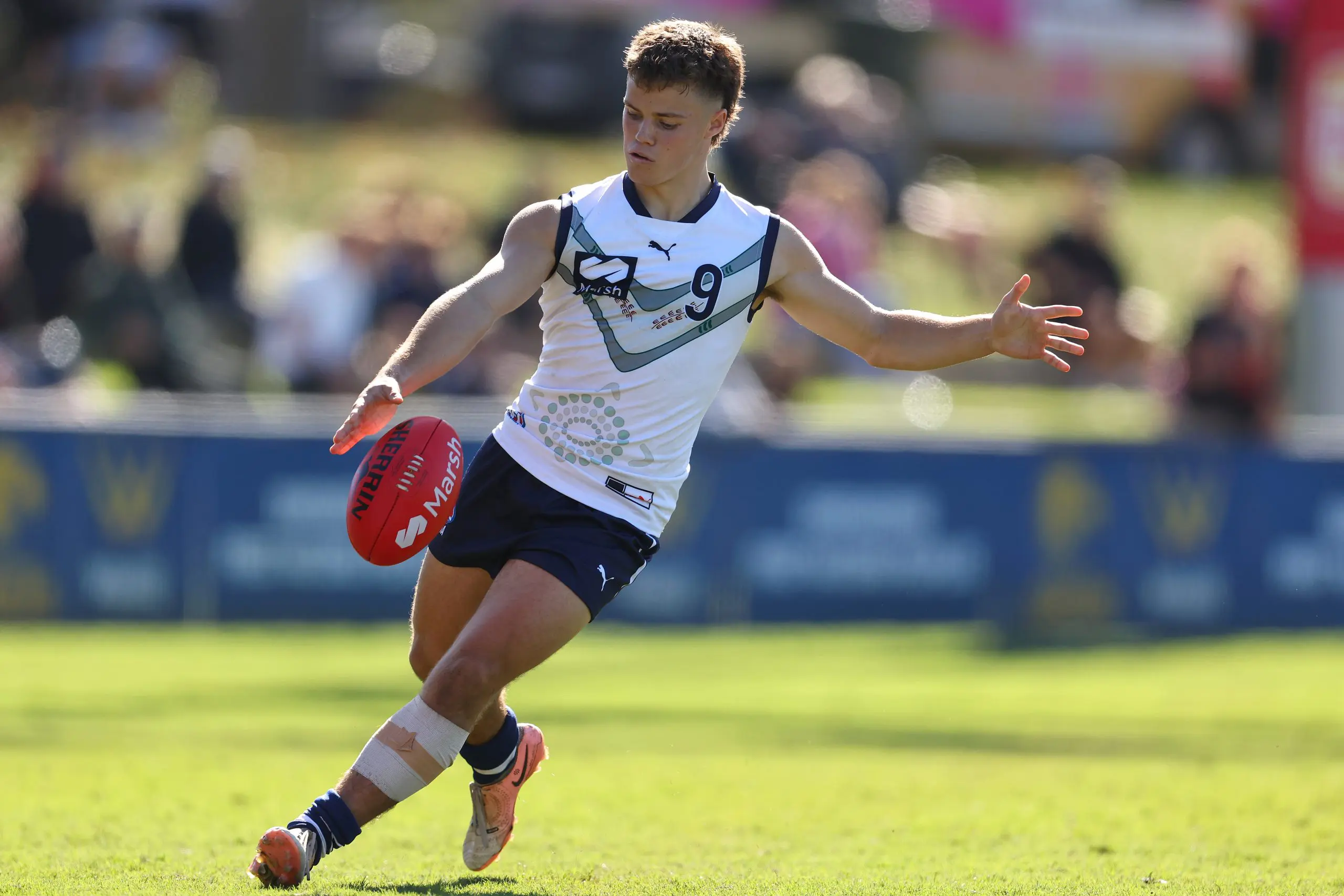 PERTH, AUSTRALIA - JUNE 07: Marlon Neocleous of Victoria Country in action during the Marsh AFL National Championships U18 Boys match between Western Australia and Victoria Country at Mineral Resources Park, on June 07, 2025, in Perth, Australia. (Photo by Paul Kane/AFL Photos/via Getty Images)