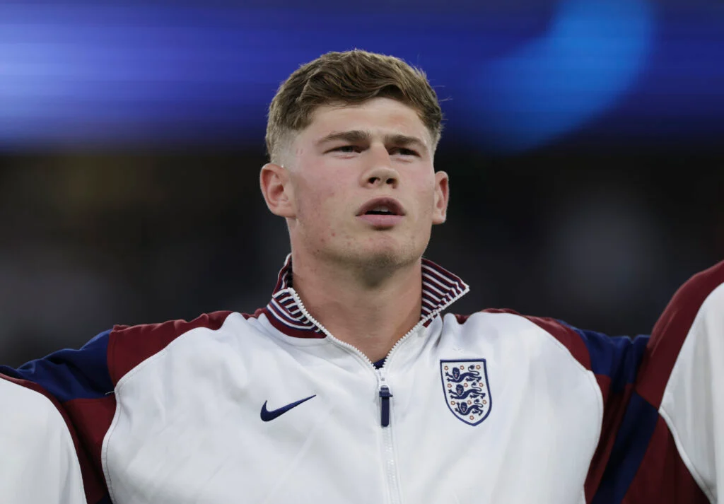 Charlie Cresswell standing for England during the national anthem