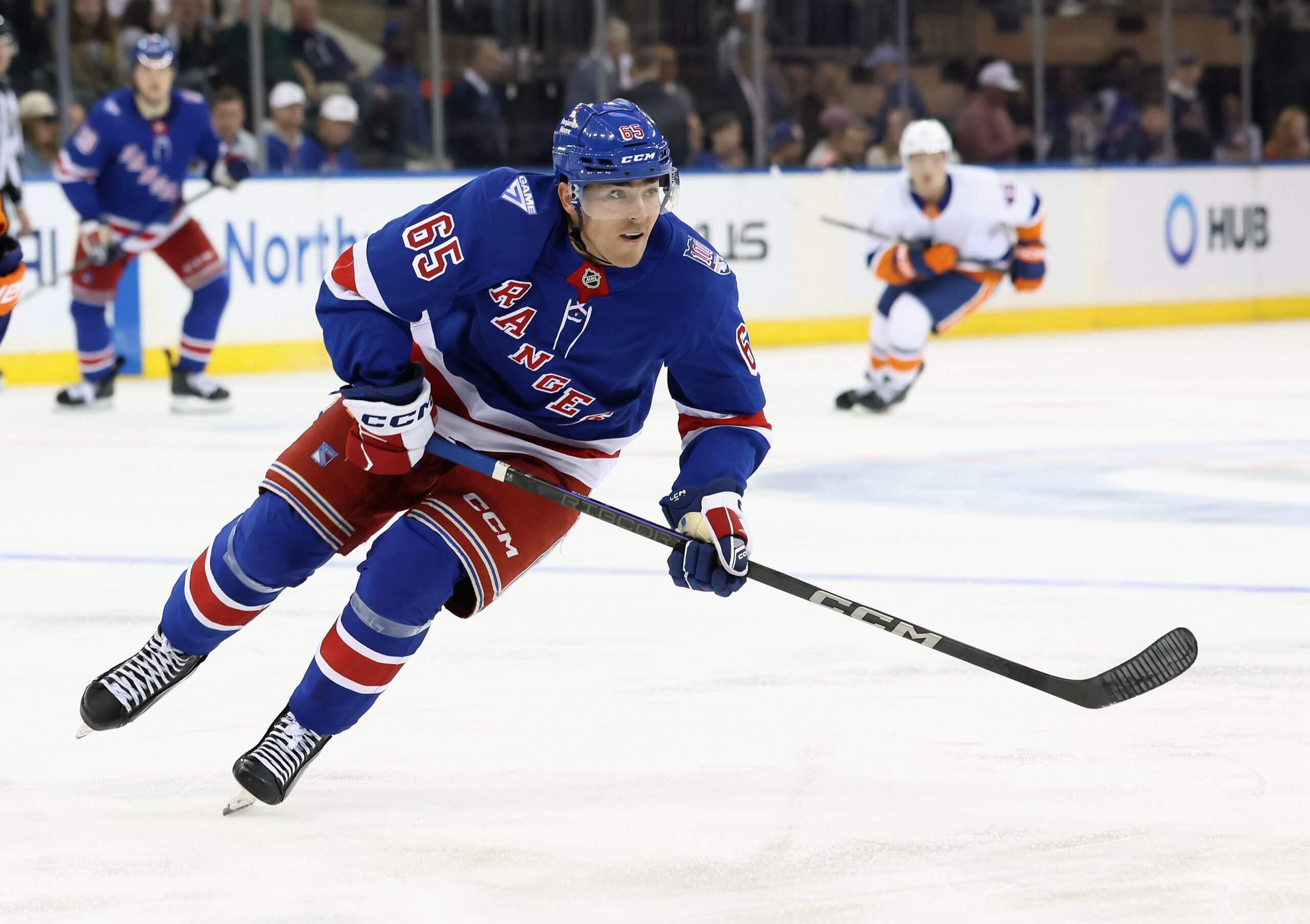 Brett Berard skates in a Rangers preseason game.
