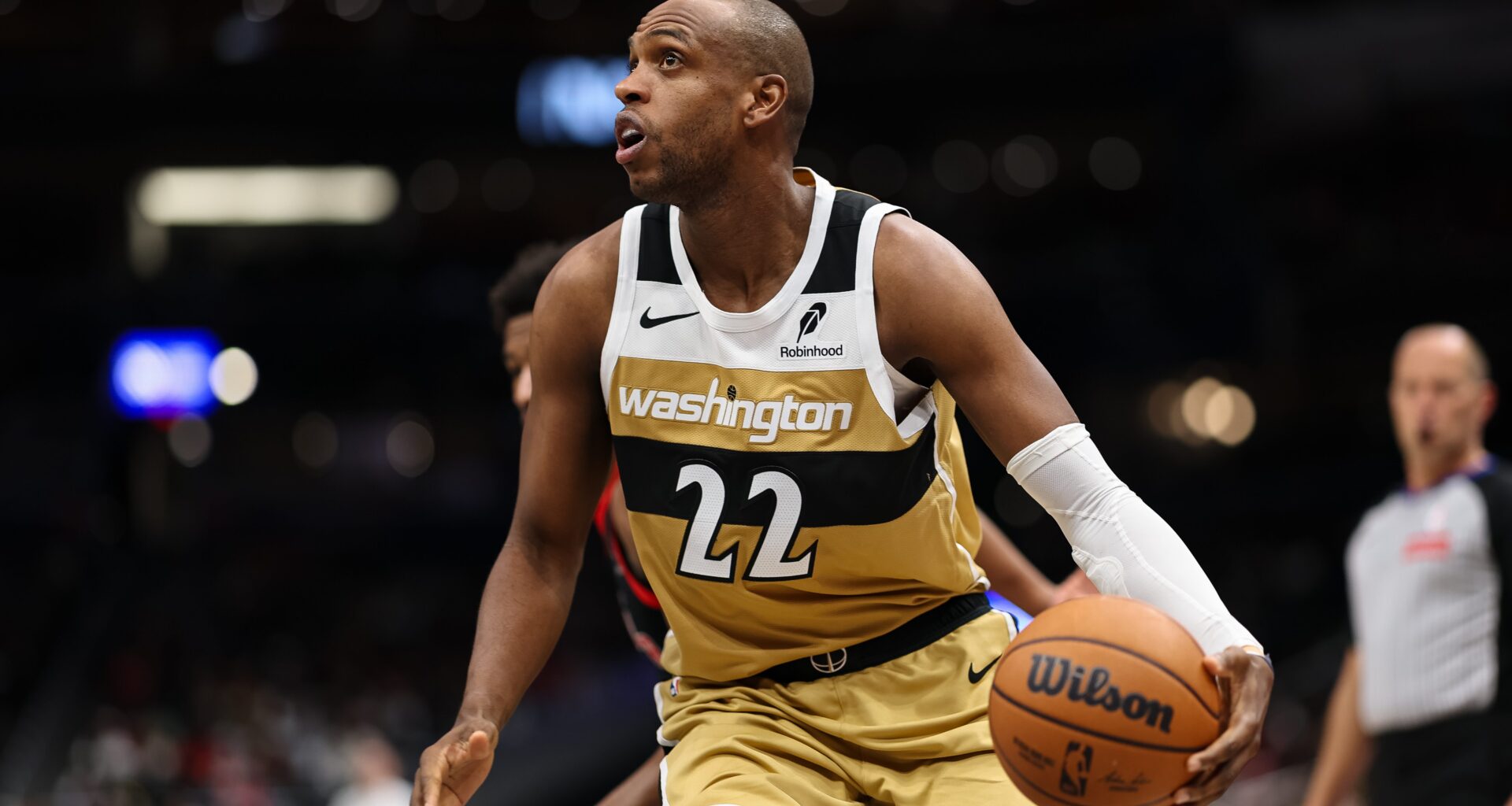 Khris Middleton handles the ball