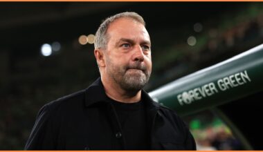 SEVILLE, SPAIN - DECEMBER 06: Hansi Flick, Head Coach of FC Barcelona, looks on prior to the LaLiga EA Sports match between Real Betis Balompie and FC Barcelona at Estadio La Cartuja on December 06, 2025 in Seville, Spain.