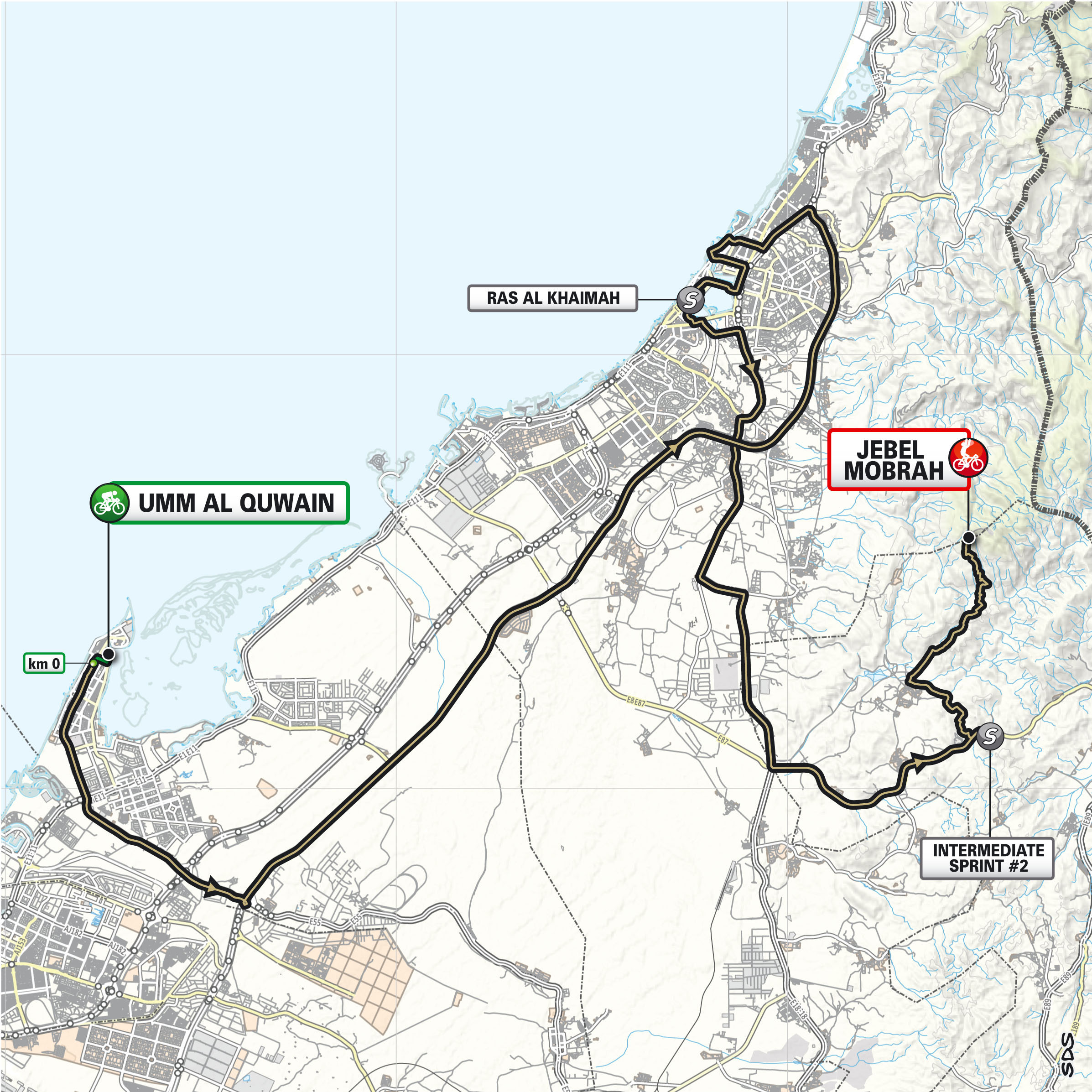Route maps and stage profiles for 2026 UAE Tour men