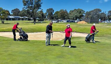 Action on the greens, celebration in the social room: golfers took part in the 19th Diamond Point Golf Charity Day at Metung Country Club last week, with Angie Duddridge, John Ellen, Peter Bull and Don Dickson (pictured top right) crowned the winning team. All proceeds from the event support Legacy. (PS)