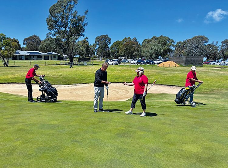 Action on the greens, celebration in the social room: golfers took part in the 19th Diamond Point Golf Charity Day at Metung Country Club last week, with Angie Duddridge, John Ellen, Peter Bull and Don Dickson (pictured top right) crowned the winning team. All proceeds from the event support Legacy. (PS)