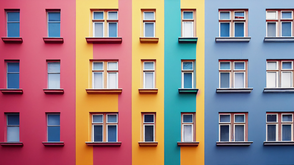 A colourful building facade.