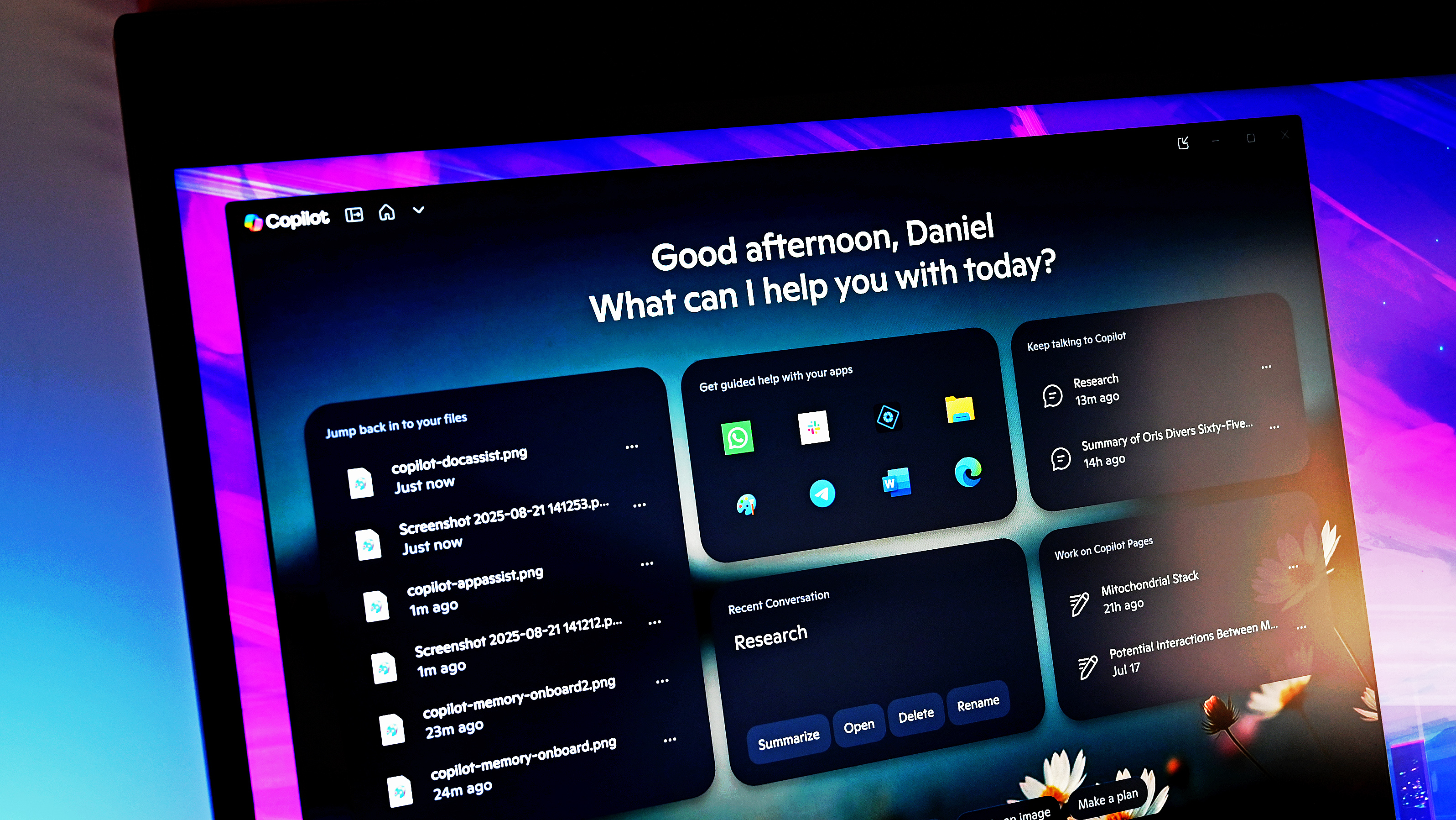 Snapshot of the Copilot app's new features for Windows 11 (August 2025).