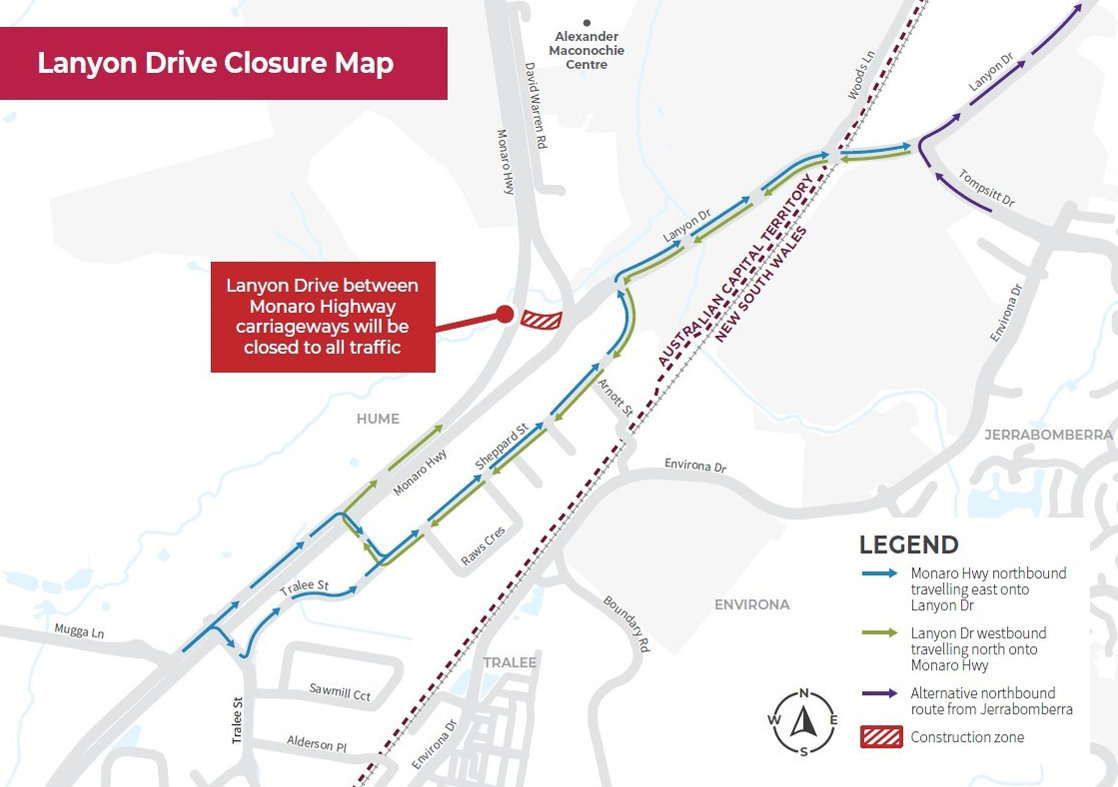 map of Lanyon Drive closure