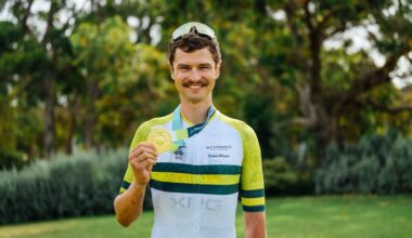 Jay Vine (UAE Team Emirates-XRG) after claiming the Australian elite men's time trial title at the Westbridge Funds Road National Championships