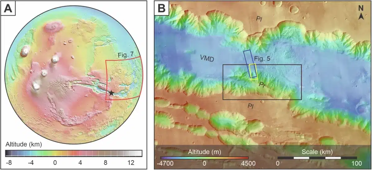 Martian Topography Showcasing The Location Of The Research Site