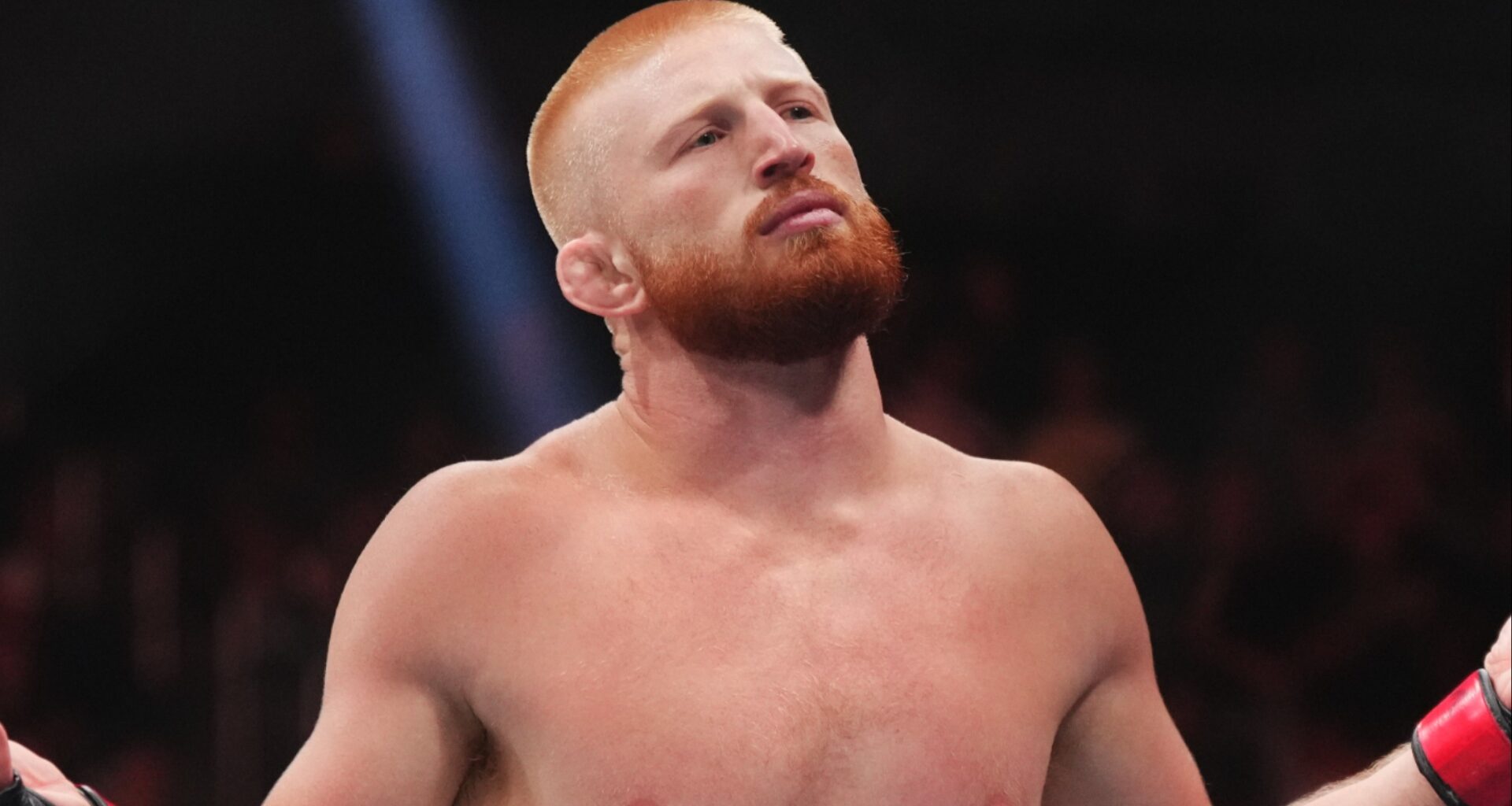 Bo Nickal reacts after a win over Cody Brundage at UFC 300