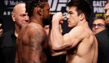 Michael Johnson and Alexander Hernandez face off at the UFC 324 ceremonial weigh-in