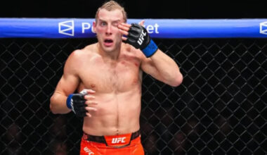 Paddy Pimblett wipes eye at UFC 324