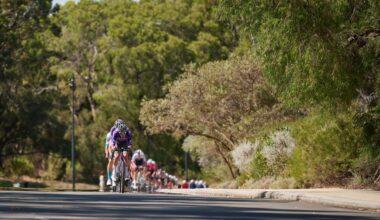 PERTH, AUSTRALIA - JANUARY 12: The peloton in action during the Men's Elite Road Race as part of the 2025 Road Nats on January 12, 2025 in Perth, Australia. (Photo by Stefan Gosatti/Getty Images)